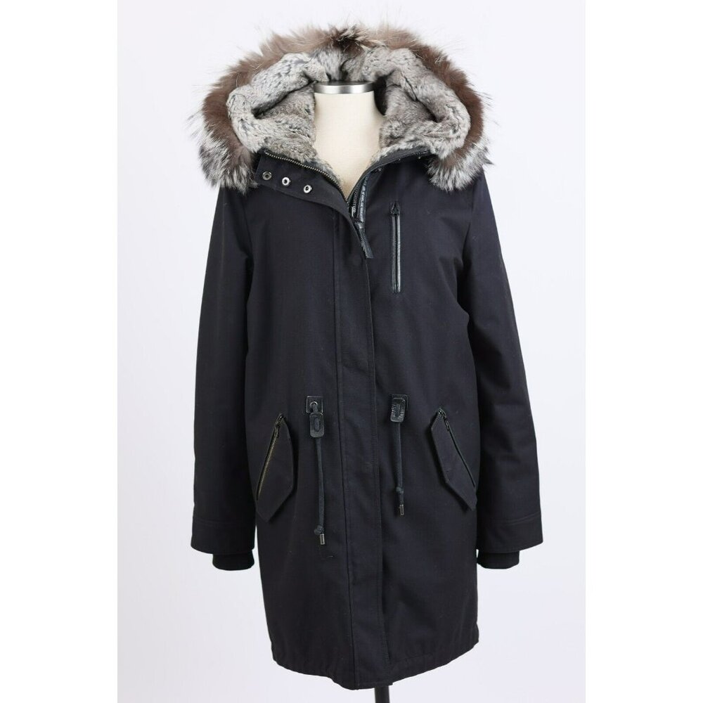 Mackage Fur Lined Parka w/ Fur Trim Hood SZ XS Black